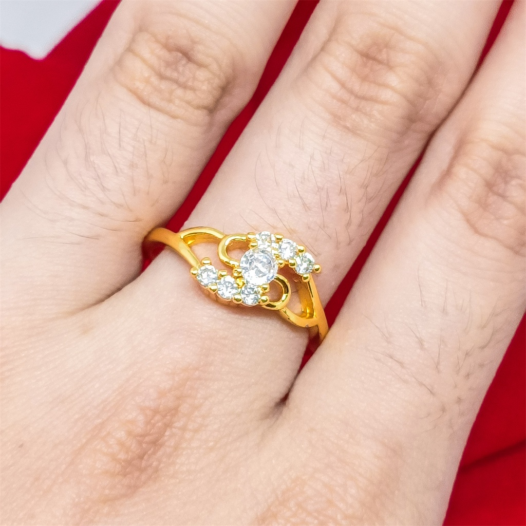 Cincin Titanium Wanita Emas Muda Anti Karat Asli Gold Emas Couple Dewasa Dan Luntur Logam Asesoris Jewelry