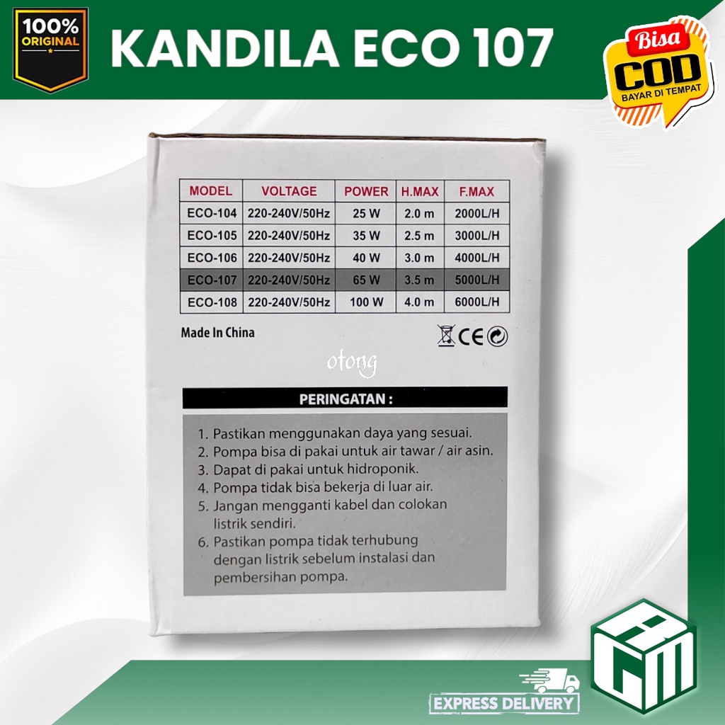 KANDILA ECO 107 ECO107 LOW WATT MESIN POMPA CELUP POWER HEAD AQUARIUM