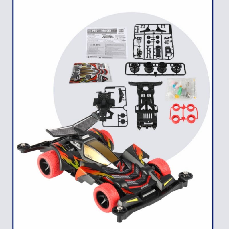 mobil balap rep tamiya mini 4wd merek daxing neo tridagger zmc carbon super 2 chassis
