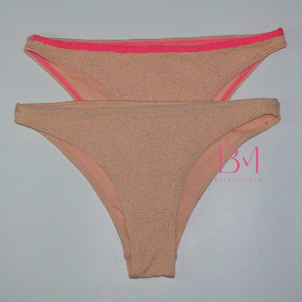 Forever 21 Textured Bikini Bottoms Pinky Blush Shocking Pink Neon Pants Celana Renang Cd Berenang