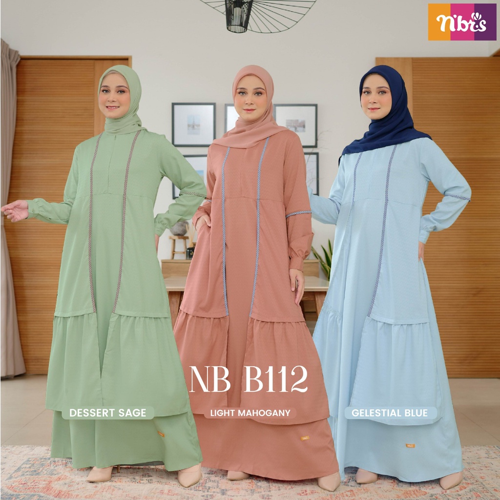 Nibras Gamis NB B112 Bahan Alana Dobby Dress Fashion Muslimah Simpel by Nibras bisa COD