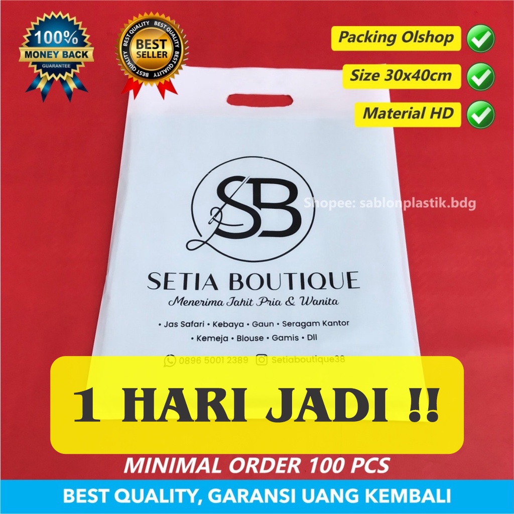 

Plastik Sablon Packing Olshop Plong 30x40 Murah Free Design