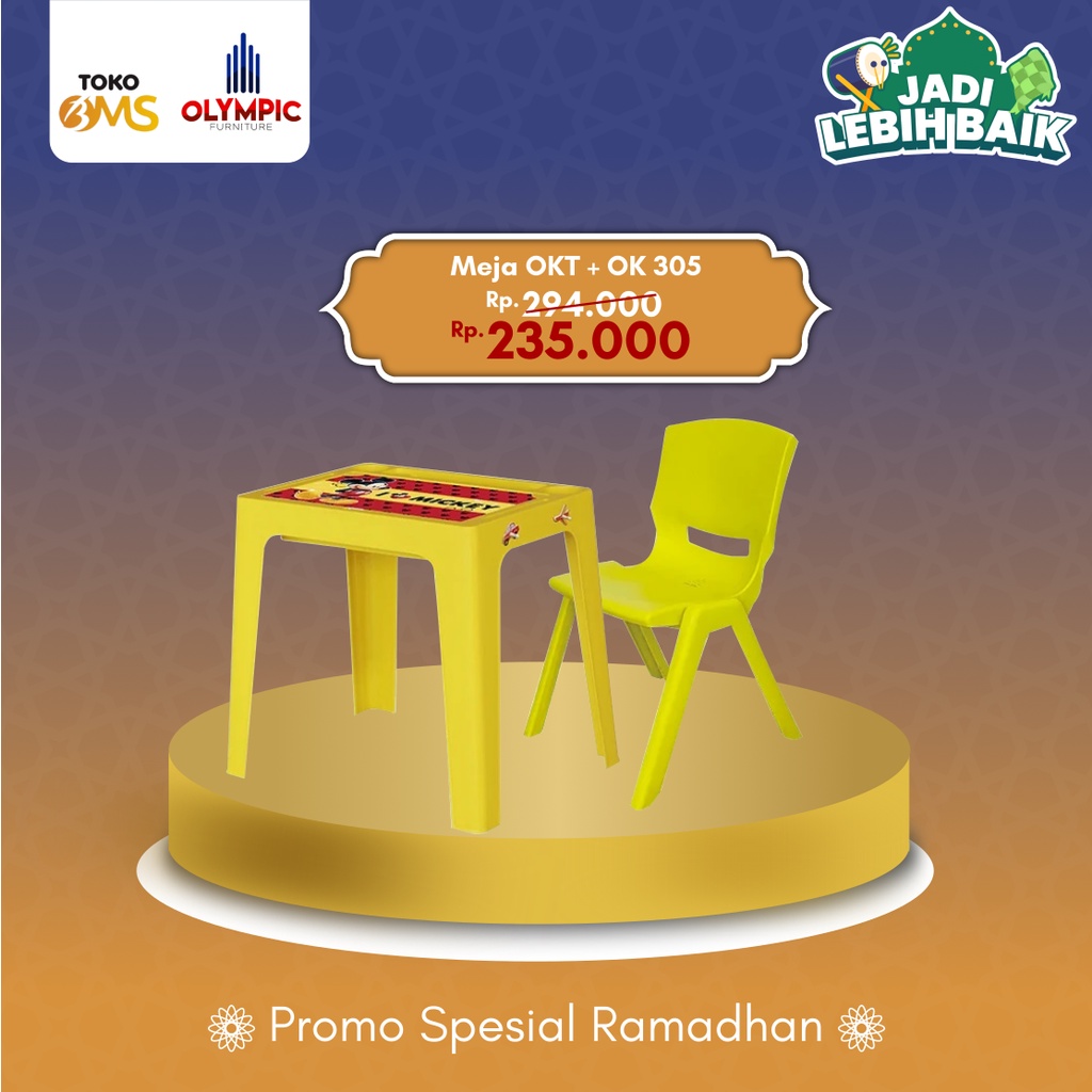 [PROMO 1 SET] meja belajar anak + kursi Olymplast / kursi ok 305 + meja okt olymplast kids table