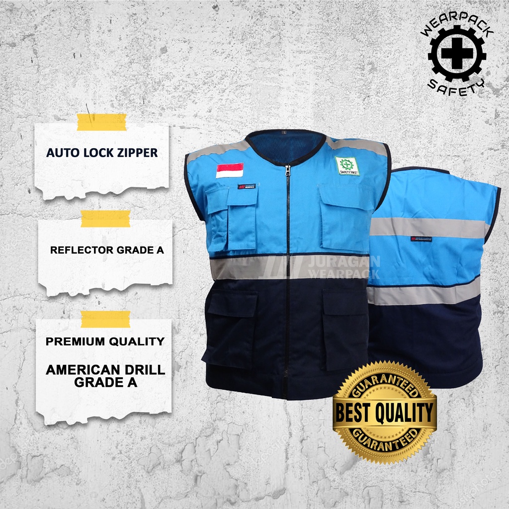 Rompi Safety Warna Biru Toska Kombinasi Biru Navy