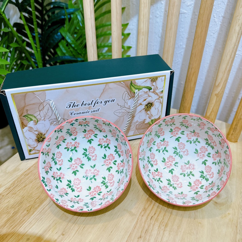 Ceramic Bowl Set / Alat Makan Mangkok Sup Keramik Sumpit Hampers Kado Bingkisan Parcel Souvenir Gift Box