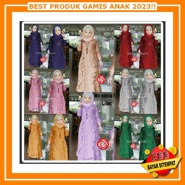 Dress Muslim Anak Baju Lebaran 2022 Korea Kekinian Dres Remaja Motif Maxi Kids 2023 Gaun Elegan Pest