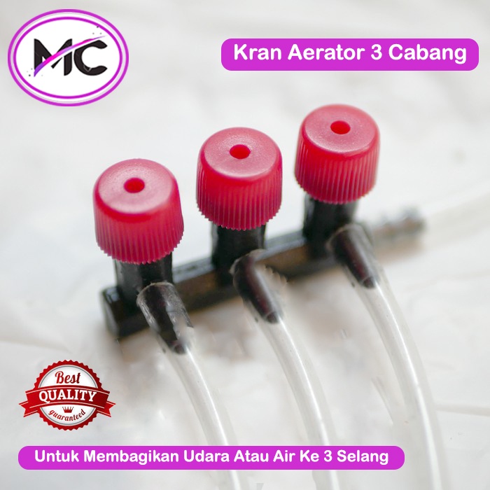 Kran Aerator 3 Cabang Lubang Pengatur Udara Pembagi Selang Pompa Aquarium Ikan