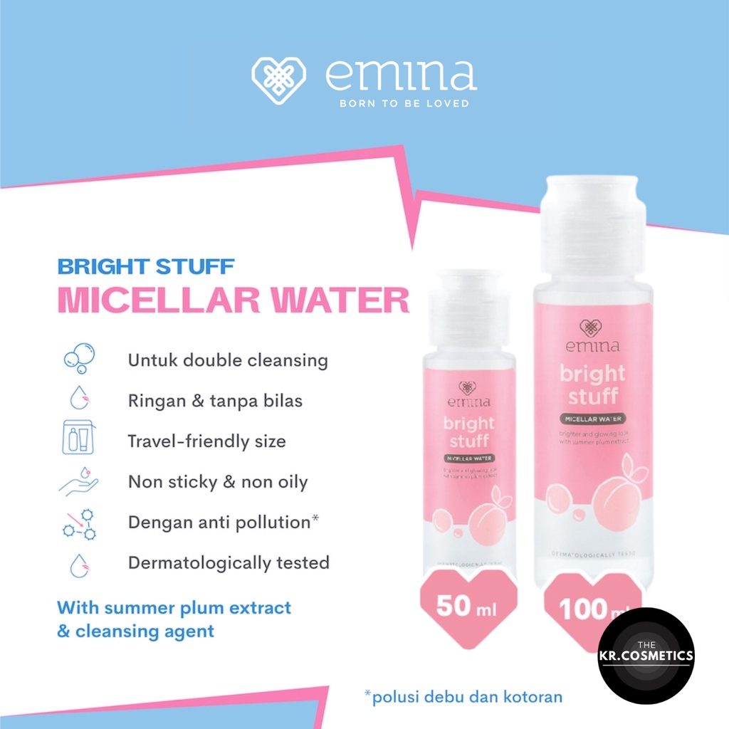 EMINA bright stuff Micellar Water Drop Cleanser 50 100 ml