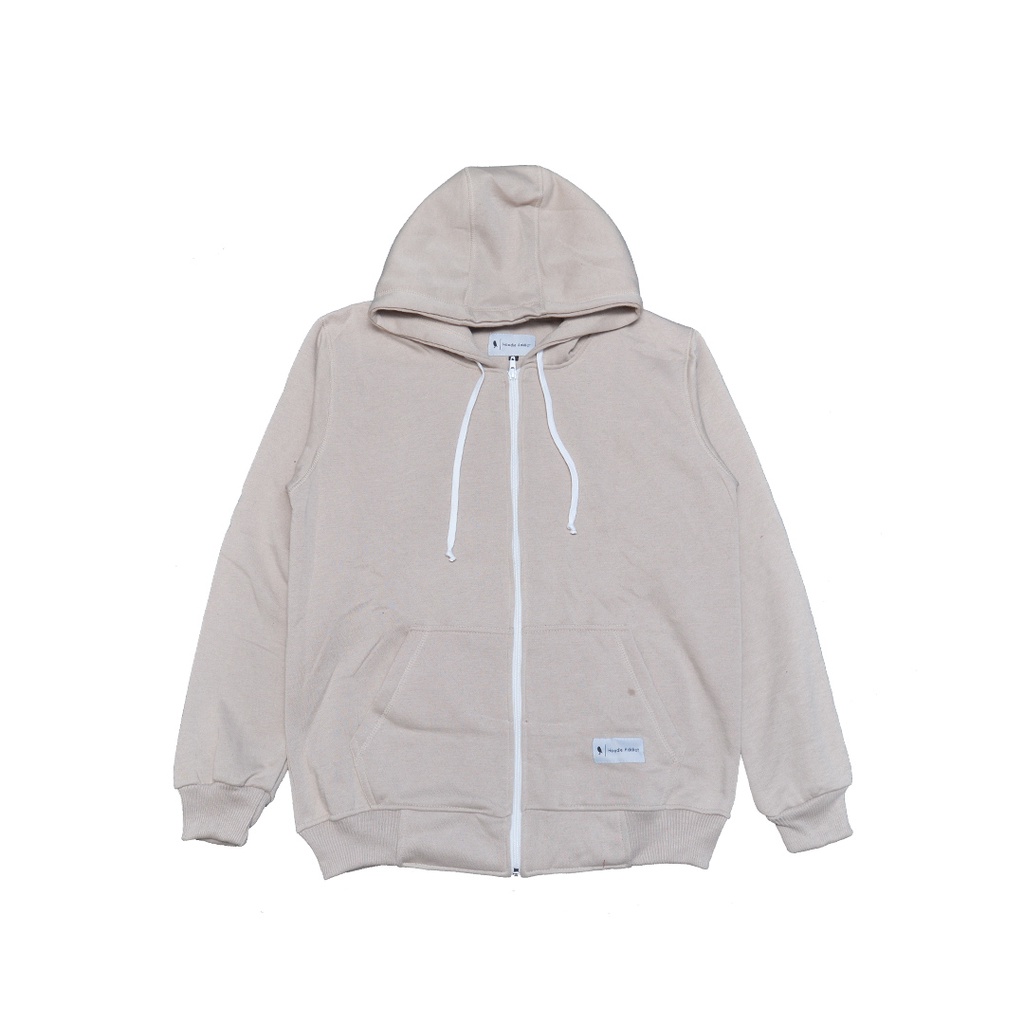 	 Hoodie Addict - Zipper Hoodie Dewasa Polos Beige / Cappucino	