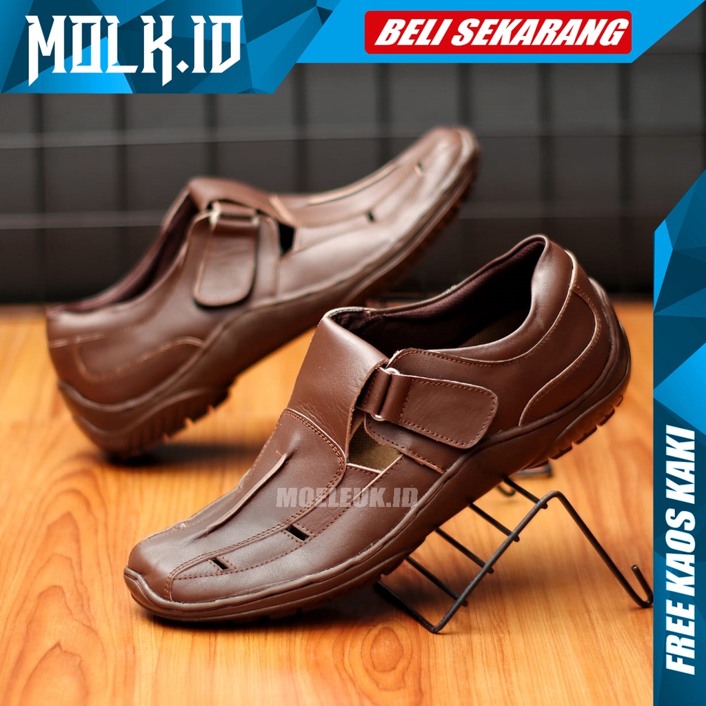 MOLK|Sepatu Slip On Kerja Pria Kulit Asli Original Pantofel Pria Hitam Trendy Masa Kini Sepatu Slop Pria Sepatu Casual Pria