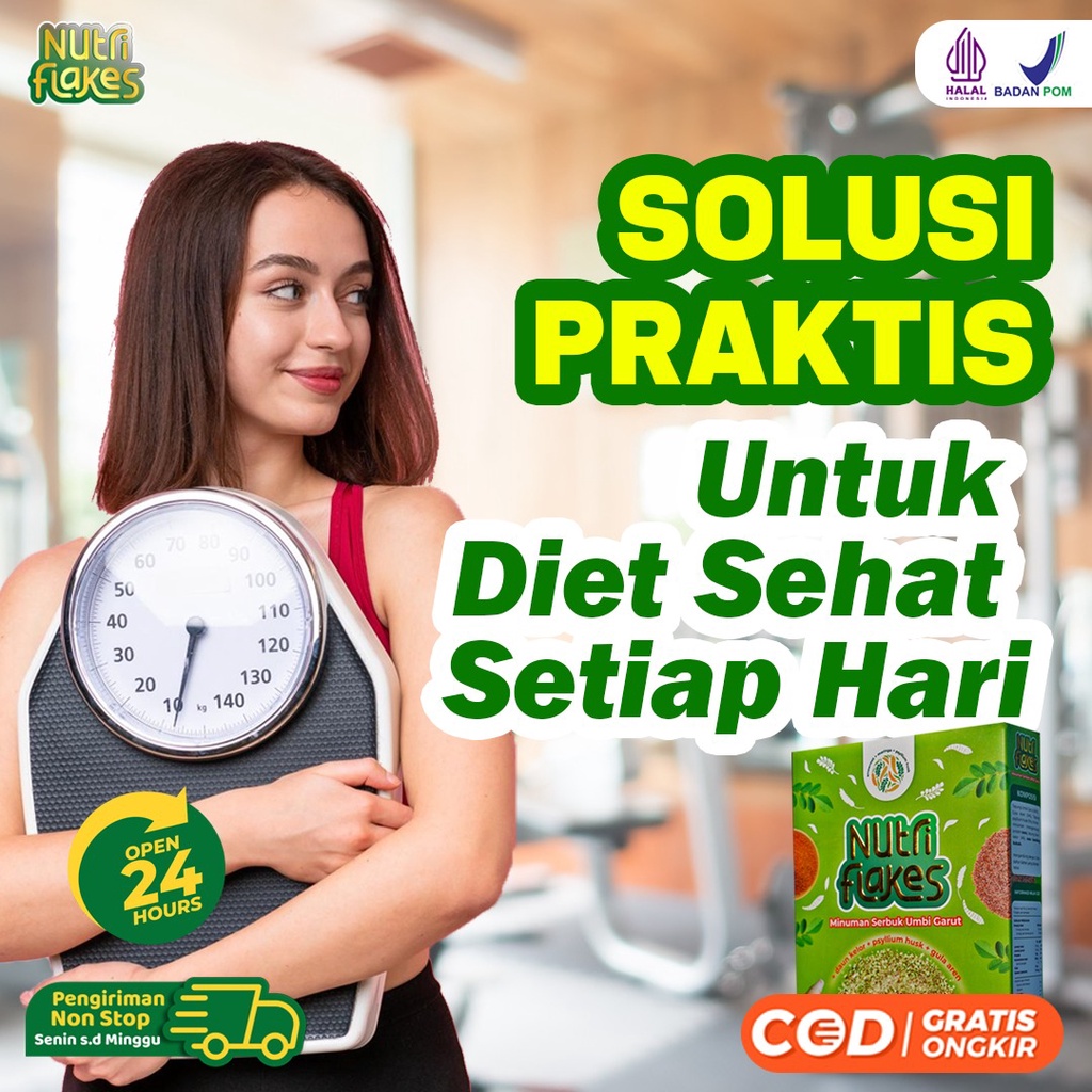 Paket Diet Sehat 2 Box Nutriflakes - Minuman Sehat Untuk Program Diet Sehat Bantu Atasi Asam Lambung &amp; Maag 100% Alami Umbi Garut Asli Dengan Psyilium Husk &amp; Daun Kelor Solusi Perlancar Pencernaan Bantu Terapi Asam Lambung