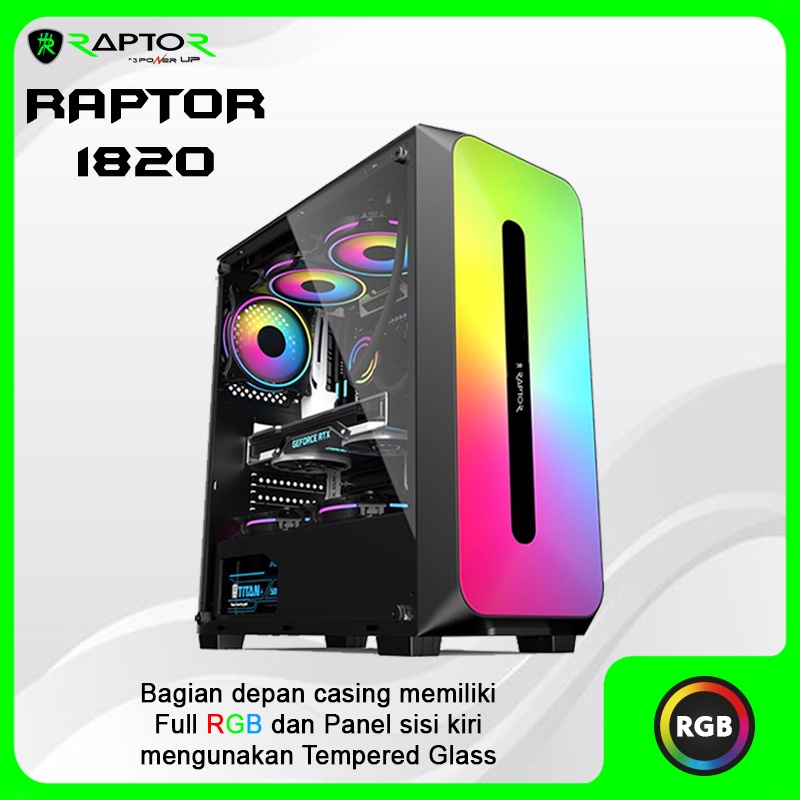 Casing Gaming/PC/Office 3 Power Up RAPTOR 1820 BLACK