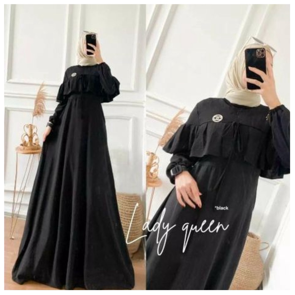 lady gamis terbaru dress muslimah crinkle kekinian baju lebaran wanit muslim