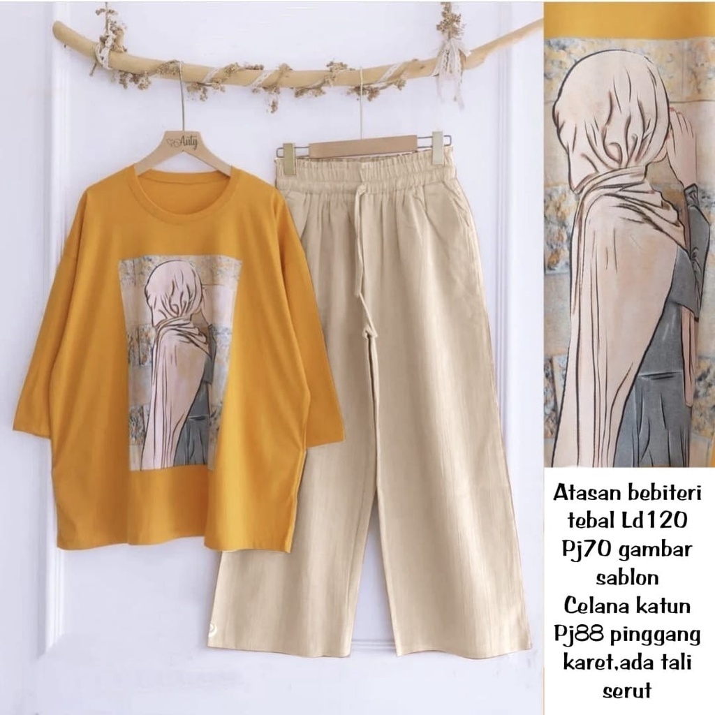 SET SHYGIRL FASHION PAKAIAN WANITA SETELAN ATASAN DAN CELANA MS