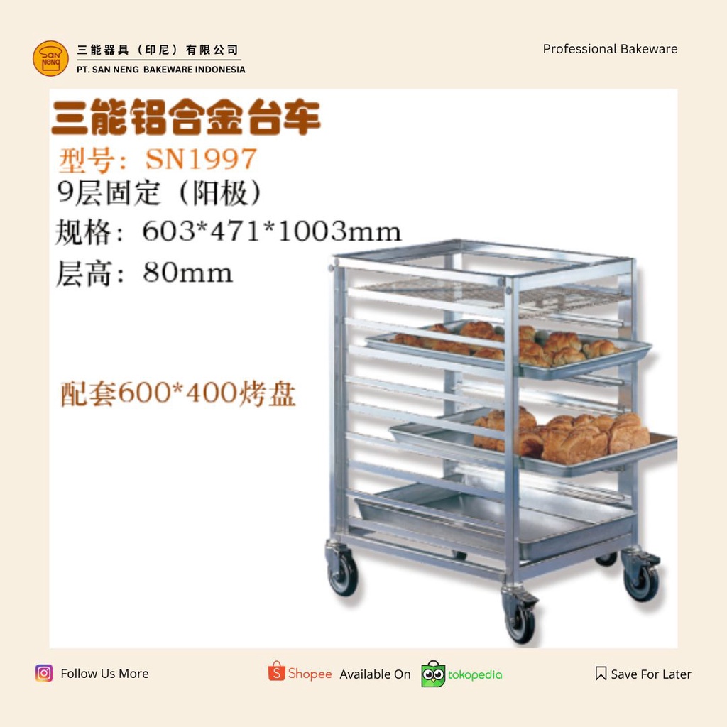 Sanneng - SN1997 Trolley Shelves 9 Al.alloy (Anodized)