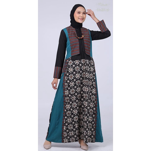Dala Gamis Batik Shafiy Original Modern Etnik Jumbo Kombinasi Polos Tenun Terbaru Dress Wanita Muslimah Dewasa Kekinian Cantik Kondangan Muslim  Syari XL