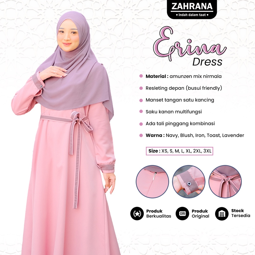 Gamis Terbaru Polos | Gamis Terbaru Kombinasi 2 Warna | Dress Polos | Erina
