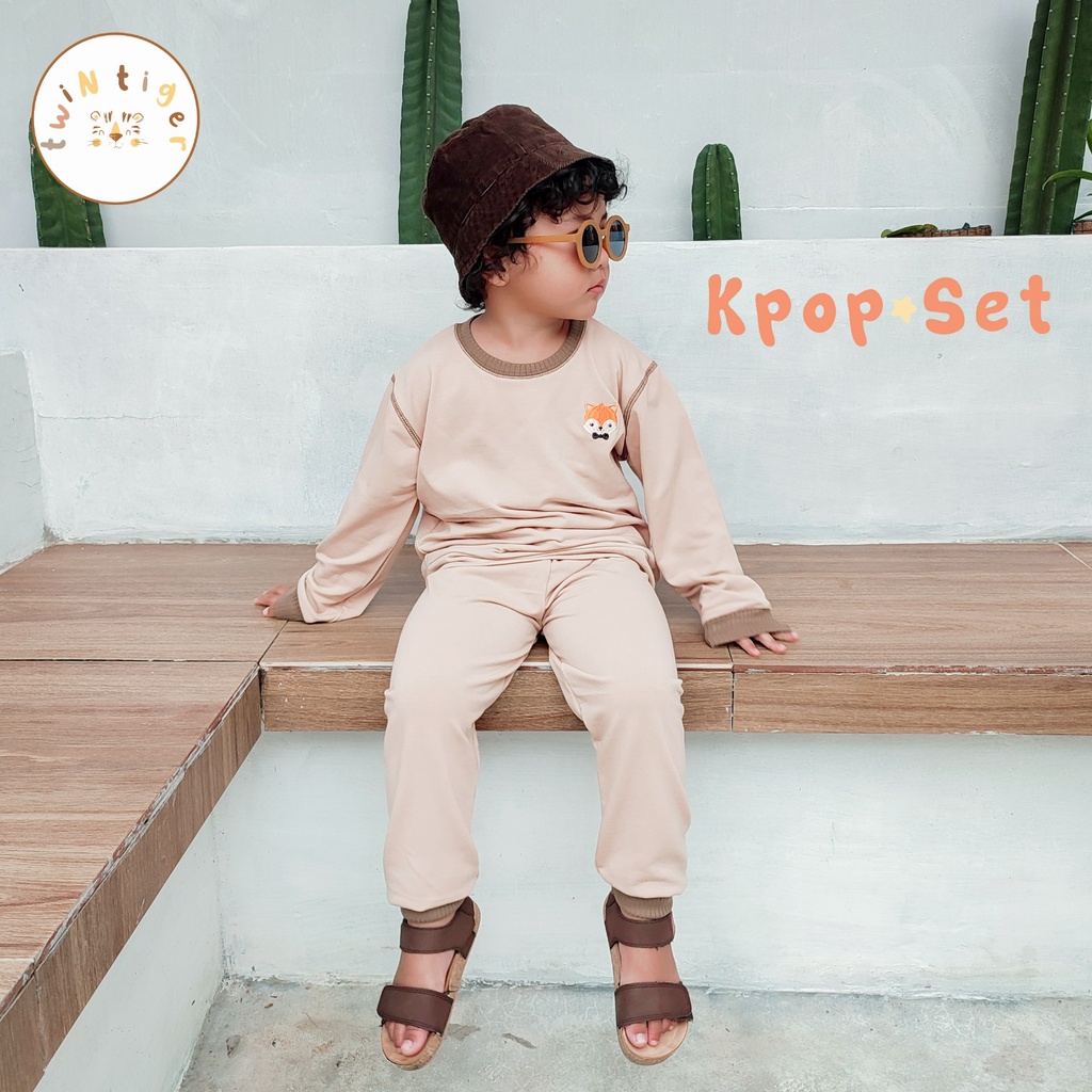 Twin Tiger Kpop Set 1-6 Tahun Setelan Panjang Sweater Anak Unisex Lucu CBKS