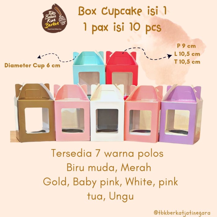 Terlaris Box Cupcake Ivory Satuan Isi 10 Pcs / Dus Cupcake / Box Muffin Satuan