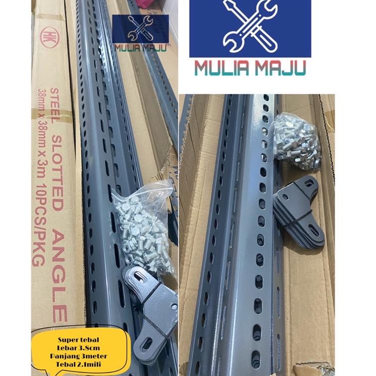 ✭ Besi Rak Siku Lubang Tebal 2.1mili 3.8cm Besi Siku Lubang Tebal 2.1mm 3meter (perbatang) ☑
