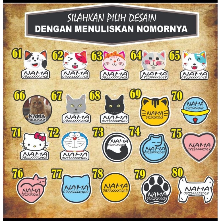 KALUNG KUCING NAMA CUSTOM AKRILIK 2 SISI