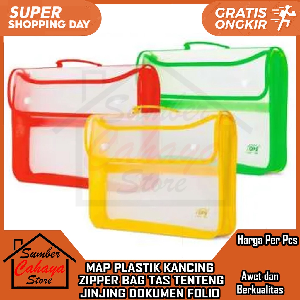 

Tas Tenteng Atas Kancing 2 Map Plastik Pelastik Zipper Ziper Jala Bag File Dokumen Document Berkas Kantor Sekolah Kursus Les Folio A4 F4 Merah Biru Kuning Transparan Transparant HUM Multicolor Berwarna Warna