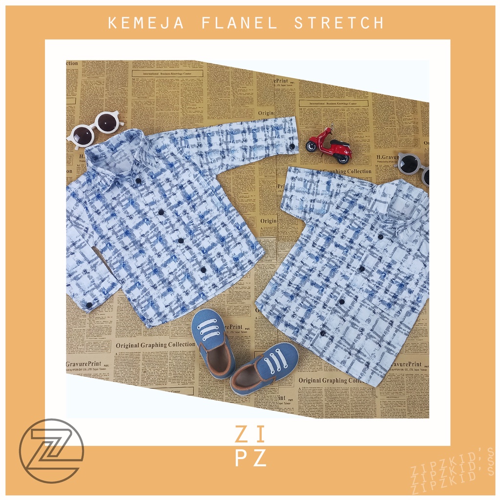 Promo Baju anak / Kemeja Flanel Anak / Kemeja anak bahan stretch White Kotak Kotak / kemeja anak mur