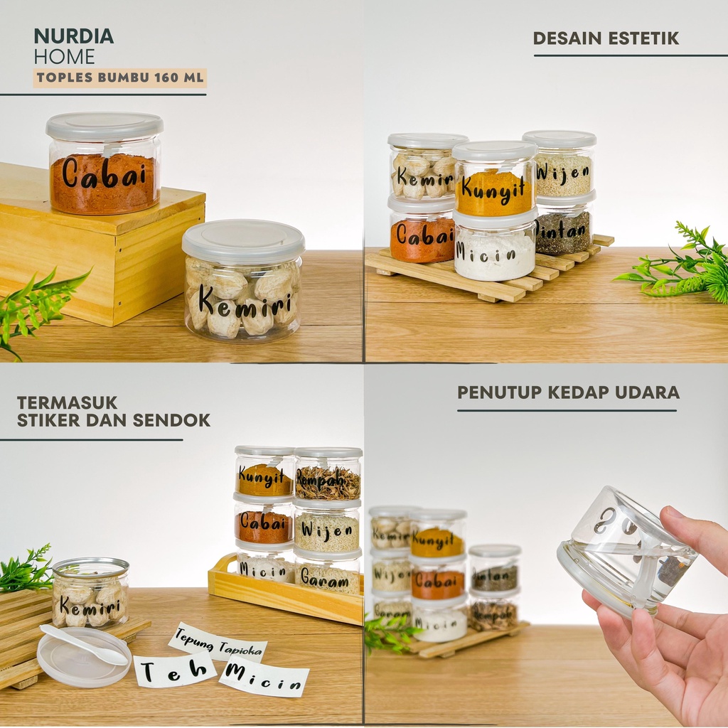 Toples Bumbu Dapur Mini 160 ml Nurdia Home (Tempat bumbu dapur / Wadah bumbu dapur / Botol bumbu) - J07