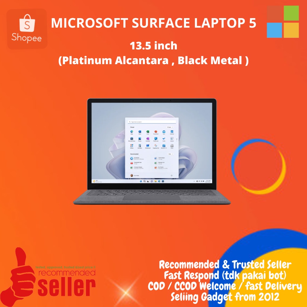 Microsoft Surface Laptop 5 13.5" inch Core i5 i7 12th Gen 258GB 512GB RAM 8GB 16GB