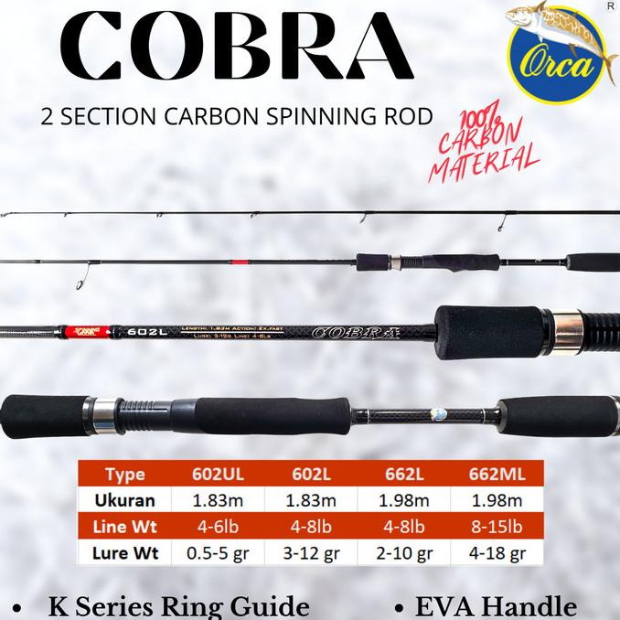 Joran Orca Cobra 662L 4-8LB 198cm Rod Casting Murah Berkualitas