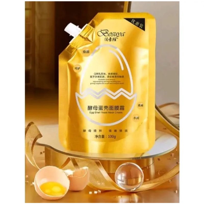 Mask Cream Egg Shell Yeast Masker Kulit Telur