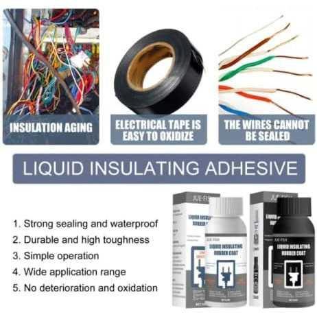 JUE-FISH Lem Kabel Listrik Liquid Insulating Rubber Coat High Temperature Sealing Glue 50ml - J208 - Black