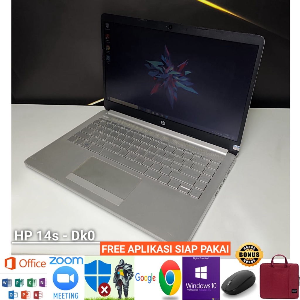 laptop hp 14s-dk0024au AMD A9 VGA RADEON ram 4GB SSD 128GB - windows 10