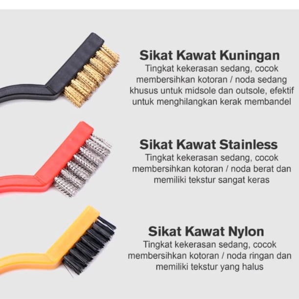 GP (3PCS) Sikat Kawat 3in1 Sikat Pembersih Noda 1 set Isi 3Pcs Wire Brusher