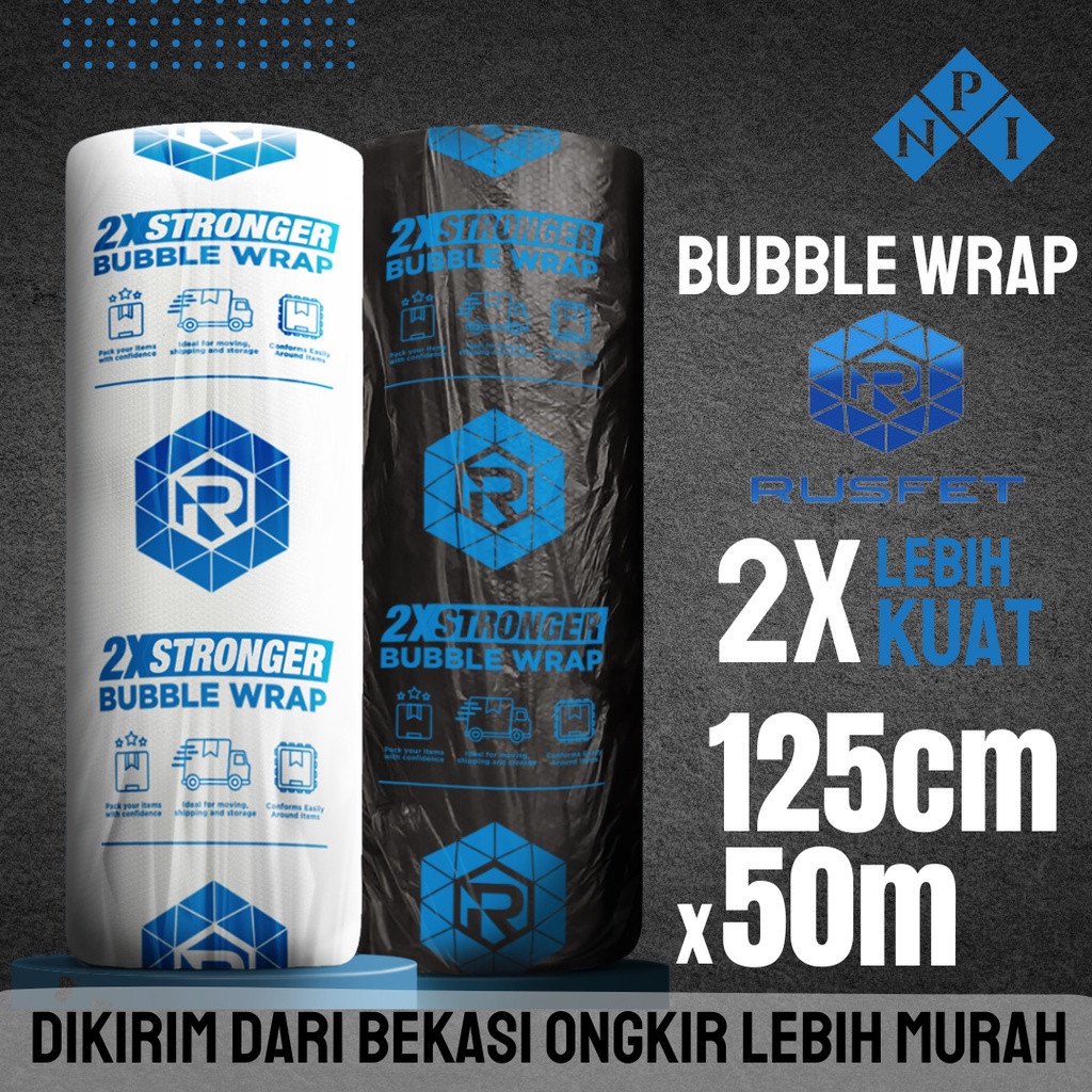 

RUSFET Plastik Bubble Wrap Hitam Bening 50 Meter Bubblewrap DKM RUSFET 3 KG