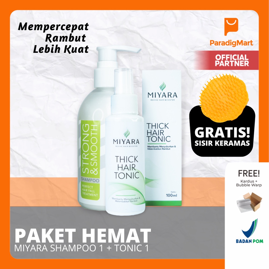 MIYARA 1 PAKET HEMAT Hair Tonic dan Shampo Perawatan Rambut Rontok Anti Ketombe Atasi Kebotakan