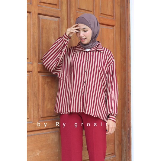 SETELAN BLOUSE SALUR + KULOT CRINCLE