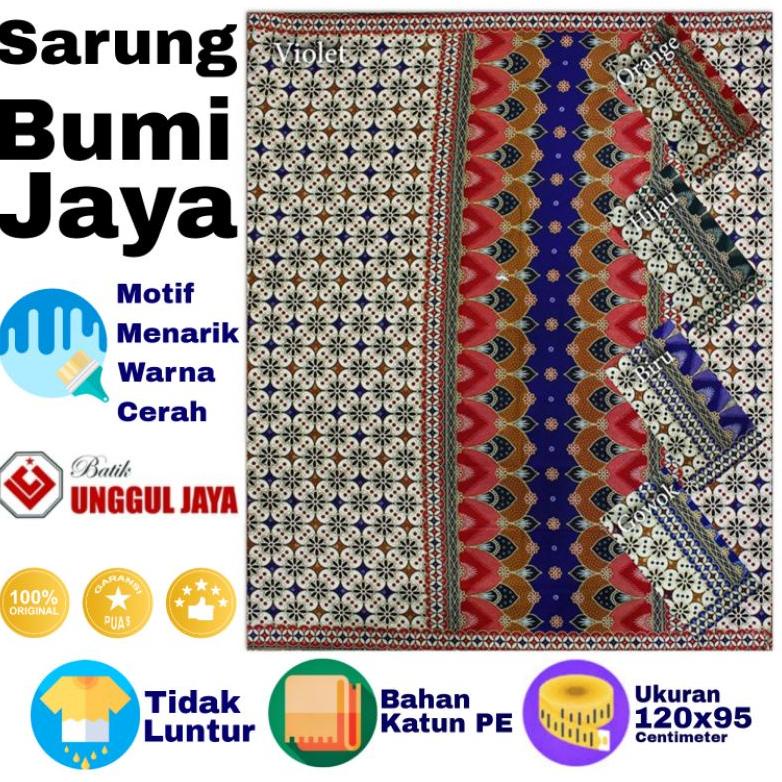 SARUNG BATIK BUMI JAYA 21 HALUS WARNA DASAR CERAH UKURAN DEWASA KAIN MURAH BAWAHAN JARIK TRADISIONAL