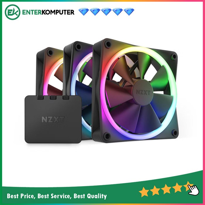 NZXT F120 RGB Triple Pack Matte Black - 3x120mm RGB Fans &amp; Controller