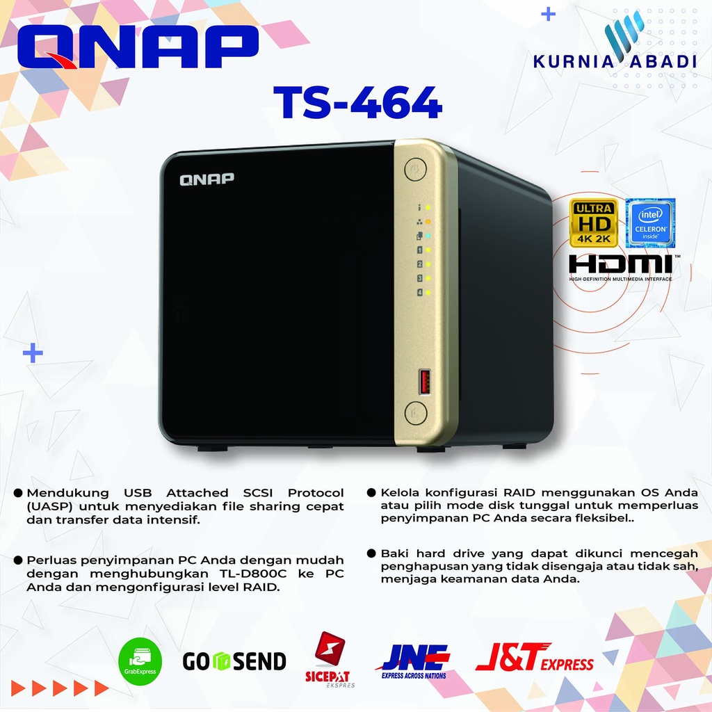 QNAP TS-464 RAM 4Bay NAS EXC DISK Intel Celeron Quad Core NAS