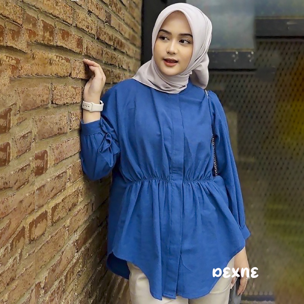 ALYA SHIRT - Kemeja Wanita - Atasan Wanita Oversize - Kemeja Linen - Kemeja Kerut Depan