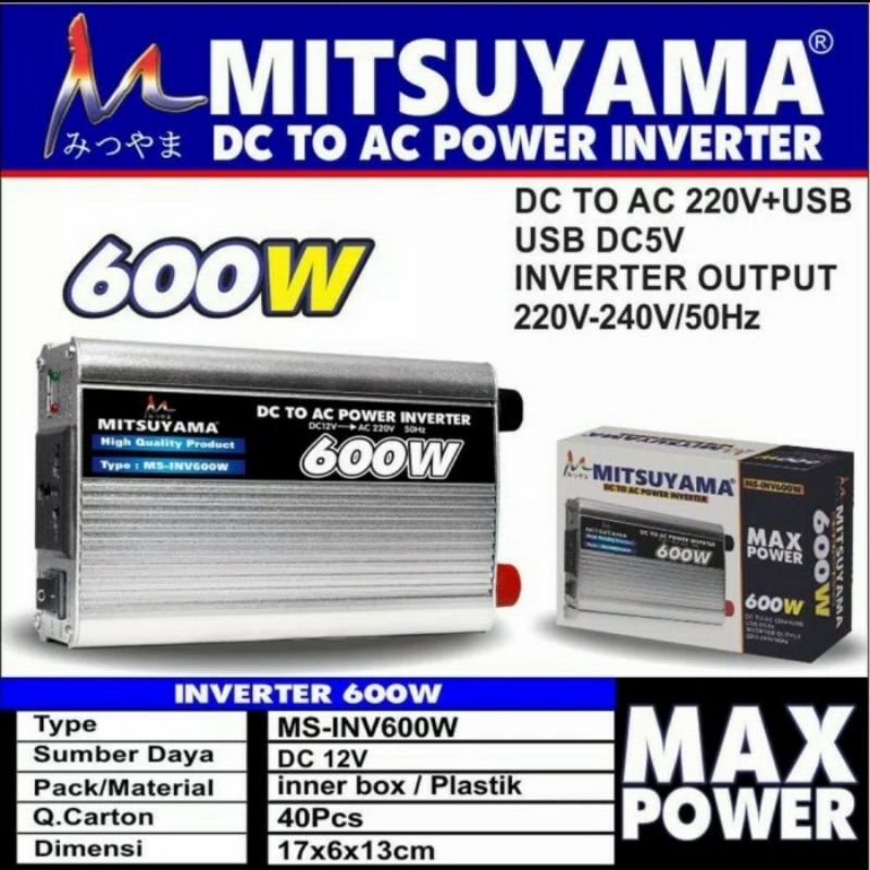 power inverter mitsuyama DC to AC ms-600w