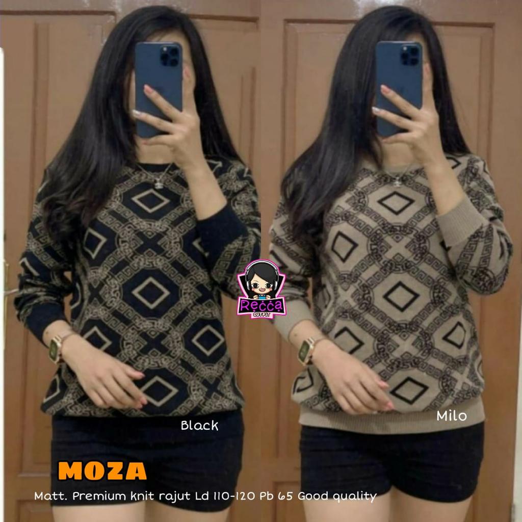 Baju Atasan Blouse Wanita Sweater Rajut Import LD 110 120 Moza Bahan Premium Adem Halus Tebal Recca