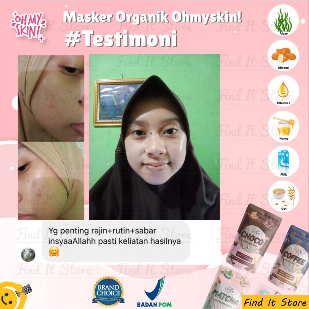 Oh My Skin! Masker Organik 65gr &amp; 25gr | Organic Face Mask | Masker Bubuk Original 100% BPOM