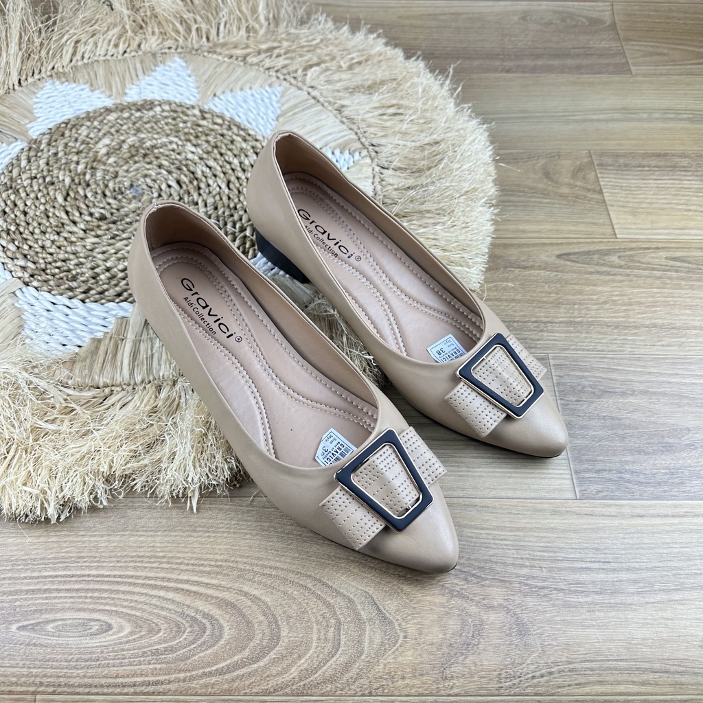 GRAVICI - Sepatu Slip On Mules Wanita Bahan Sintetis Import PO-14