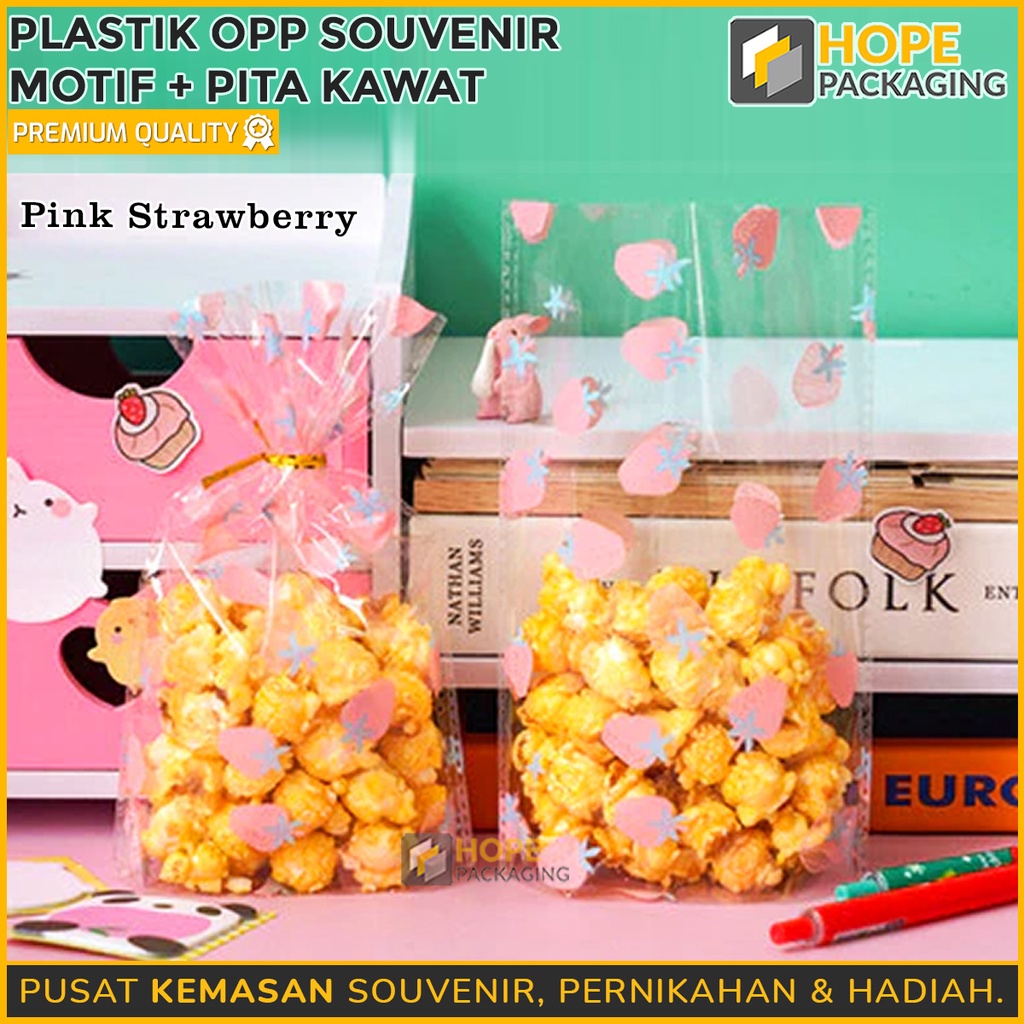 [ 20 PCS ] Kemasan Plastik + Pita Kawat Souvenir Motif Kue , Cookies , Moncake hampers ulang tahun ultah wadah hadiah