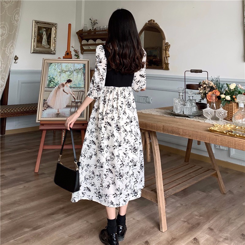 LADYSHOP D262 NEW SUMMBER PRINT FLORAL V-NECK DRESS IMPORT (COD)