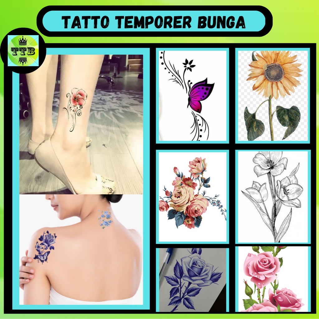Tato temporer bunga anti air tatto bunga tahan lama tato bunga semi permanen and custom