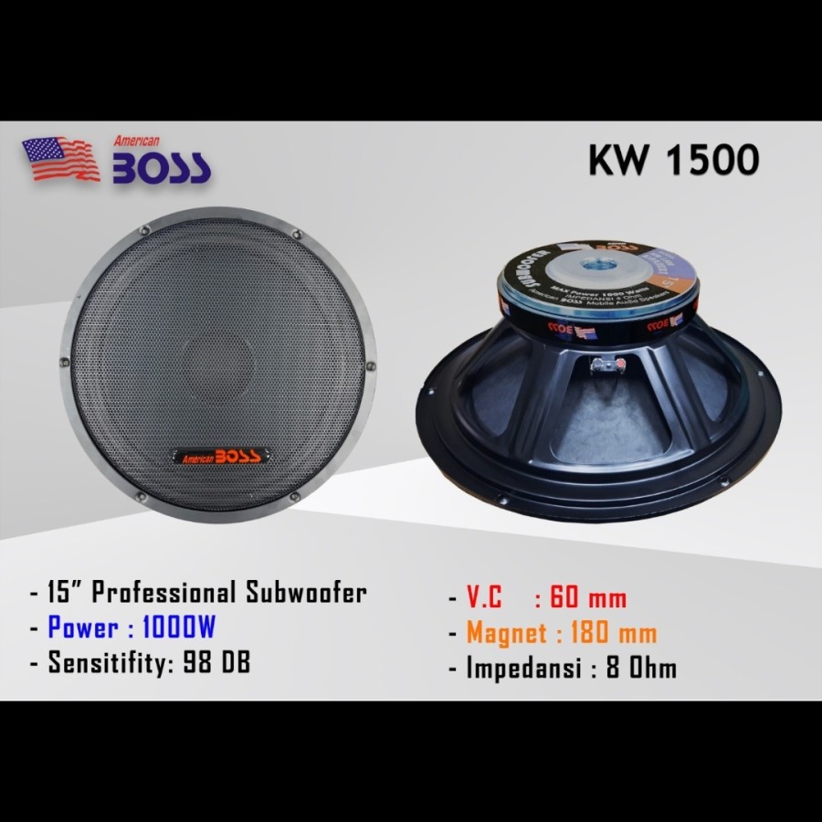 Speaker komponen american boss kw 1500 subwoofer mobil kw1500