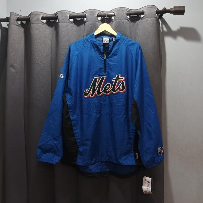 jaket Baseball MLB Majestic Ny Mets half zipp original